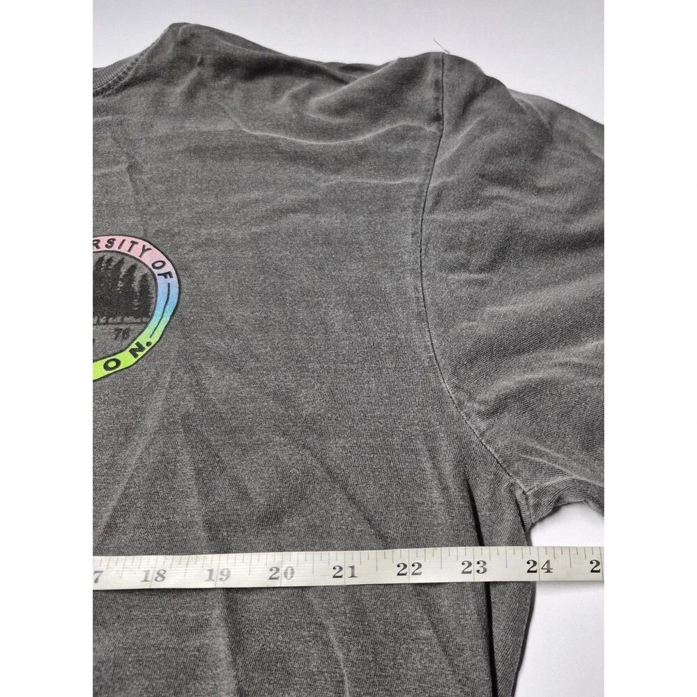 University of Oregon Ducks Long Sleeve T-Shirt Grey Vintage Wash Blue 84 XL EUC